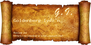 Goldenberg Iván névjegykártya
