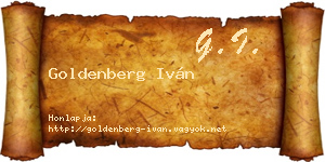 Goldenberg Iván névjegykártya